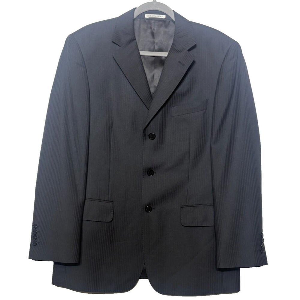 Giorgio Armani Le Collezioni Gray Pinstripe 90s VTG Suit Jacket 50 US 40R Wool